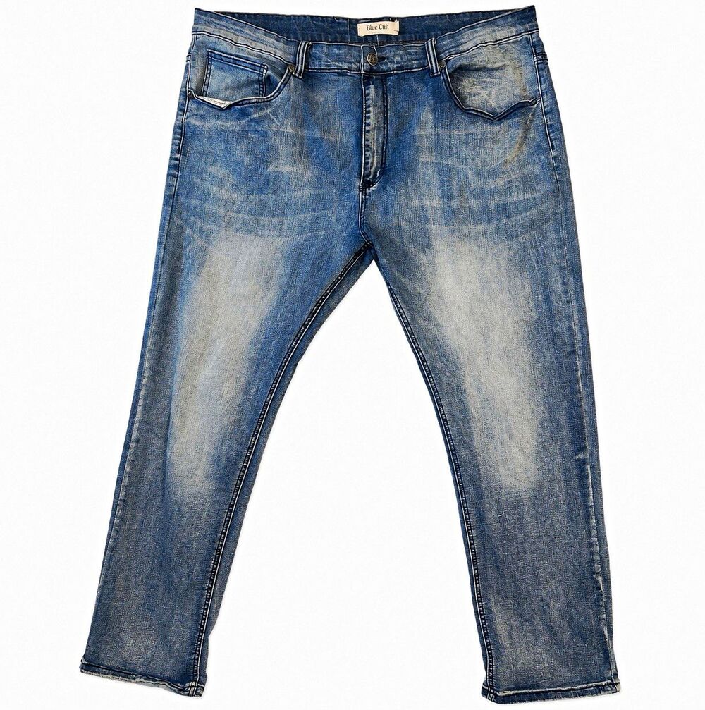 Blue Cult Men's Size 44 Blue Cotton Blend Jeans Straight Leg Light Wash Mid Rise